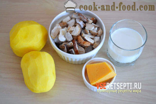 Krompir pečenje z gobami in sirom