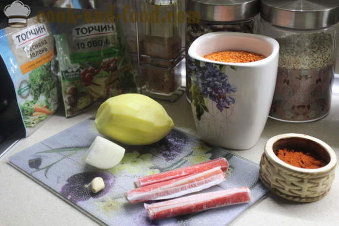 Juha z rakovic palice in zelenjavo - kako kuhati z rakovic palice, korak za korak receptov fotografije m