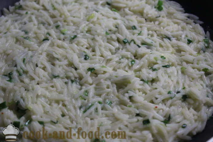 Delicious drobljivo riž okrasite s kislo smetano in zelišči - kako kuhati okusno jed iz riža, korak za korakom receptov fotografije
