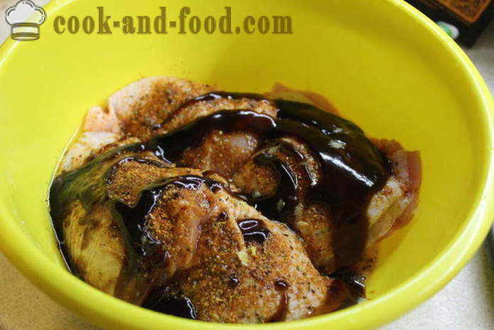 Piščanec v Teriyaki omako v pečici - kako kuhati piščanca Teriyaki, korak za korakom receptov fotografije