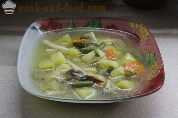 Brezmesne zelenjavna juha s stročjega fižola - kako kuhati zelenjavno juho doma, korak za korakom receptov fotografije