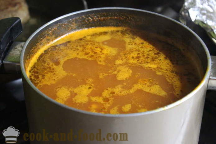 Krompirjeva juha z mesne kroglice in paradižnikov pire - kako kuhati paradižnikovo juho z mesne kroglice, s korak za korakom receptov fotografije