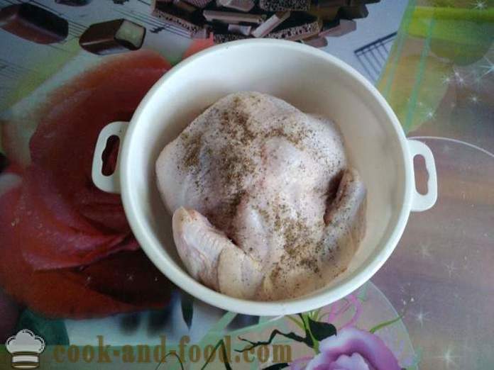 Pečen piščanec v celoti na banko - kot okusno pečenega piščanca v celoti pečico, korak za korakom receptov fotografije