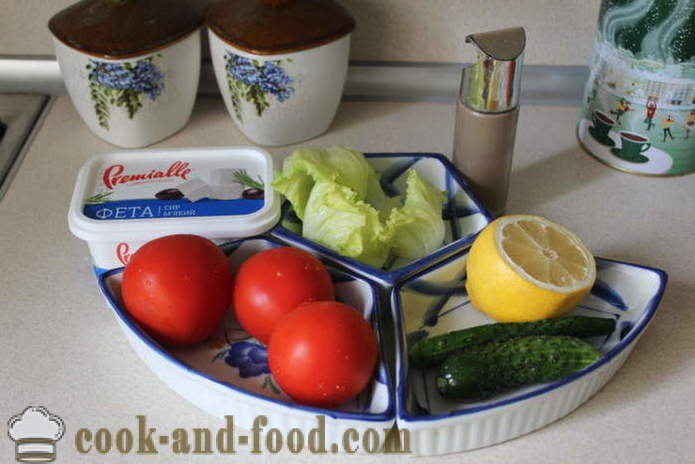 Zelenjavna solata s feta - kako pripraviti solato s feta sirom in zelenjavo, s korak za korakom receptov fotografije