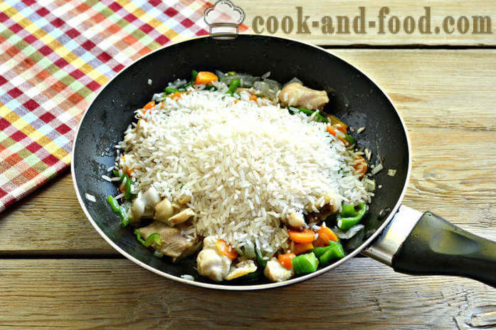 Riž z zelenjavo in piščancem - tako okusna piščanec kuhamo riž v ponvi, korak za korakom receptov fotografije