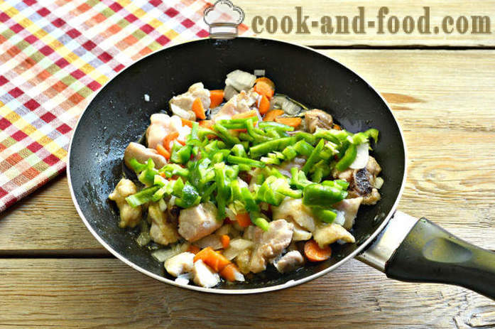 Riž z zelenjavo in piščancem - tako okusna piščanec kuhamo riž v ponvi, korak za korakom receptov fotografije