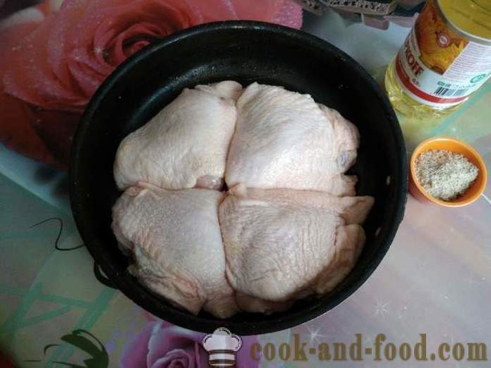 Piščančja stegna v pečici - kot okusno pečene piščančjih stegen v pečici, s korak za korakom receptov fotografije