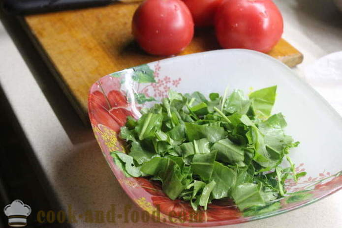 Okusna solata s arugula in paradižnik - kako pripraviti solato z arugula, korak za korakom receptov fotografije