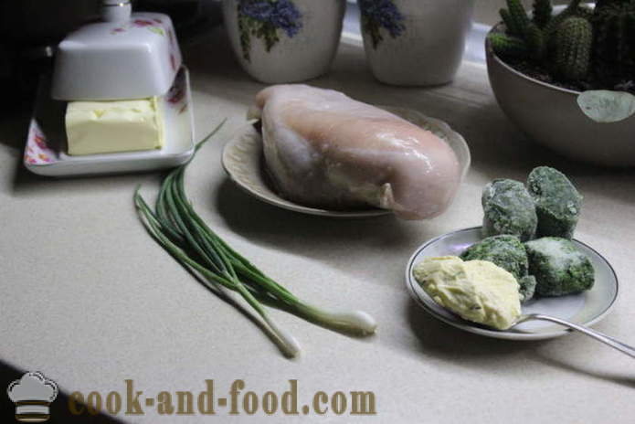 Domač piščanec roll polnjene s špinačo - kako narediti zvitke piščančjih prsi v pečici, s korak za korakom receptov fotografije