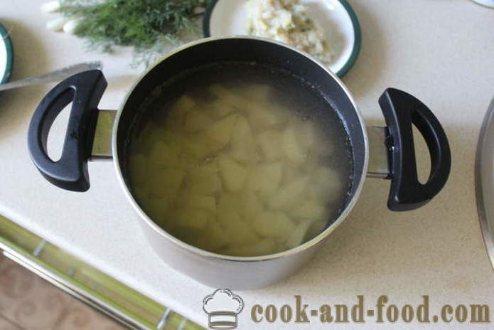 Špinača juha s smetano in cmoki - kako kuhati juho s špinačo zamrznjena, korak za korakom receptov fotografije