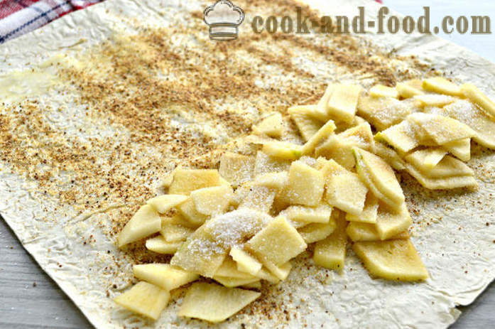Jabolčni zavitek lavash - kako kuhati zavitek z pita v pečici, s korak za korakom receptov fotografije