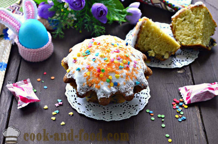 Velikonočni torta, torta s sodo brez kvasa in mleka - kako kuhati torte v pločevinkah v pečici, s korak za korakom receptov fotografije