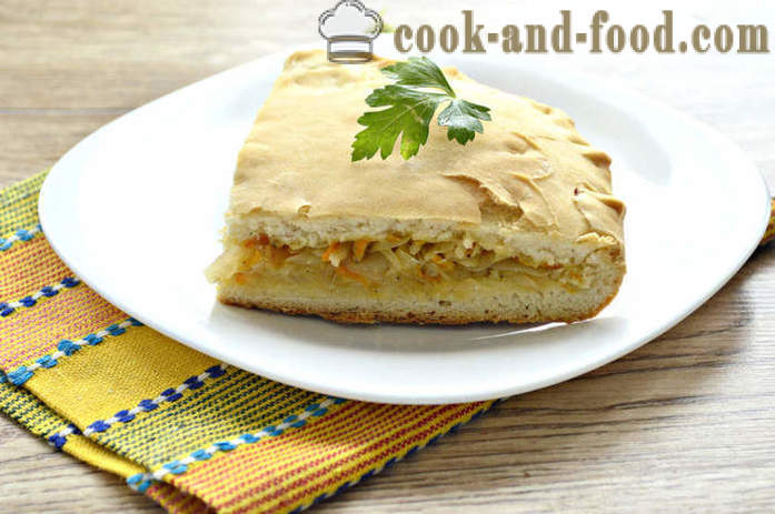 Lean kvas torta z zeljem - kako speči brezmesne zelje pito v pečico, s korak za korakom receptov fotografije