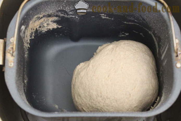 Kmečka kruh v krušni kavo iz rži in celotno pšenične moke - kako narediti kruh iz različnih vrst moke v kavo kruha, korak za korakom receptov fotografije