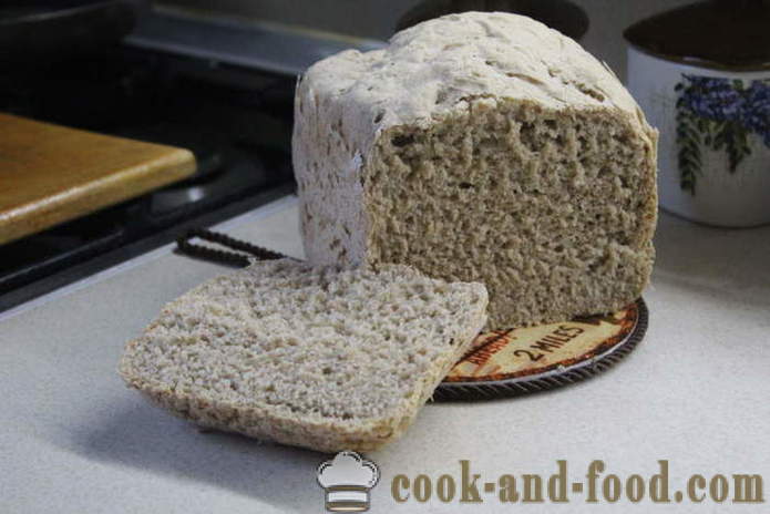 Kmečka kruh v krušni kavo iz rži in celotno pšenične moke - kako narediti kruh iz različnih vrst moke v kavo kruha, korak za korakom receptov fotografije
