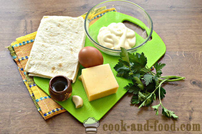 Ovojnice pita s sirom in zelišči - kako bi ovojnic iz lavash s sirom, korak za korakom receptov fotografije