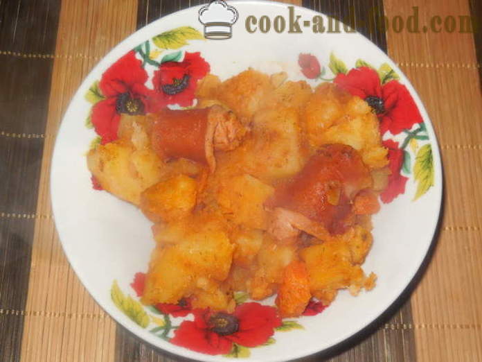 Solyanka z klobase in krompir v multivarka - kako kuhati okusno klobaso s krompirjem, korak za korakom receptov fotografije