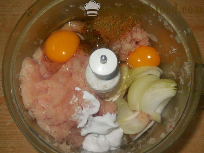 Piščanec pečenje v pečici - kako kuhati za pečenje mletega piščanca z rižem, korak za korakom receptov fotografije