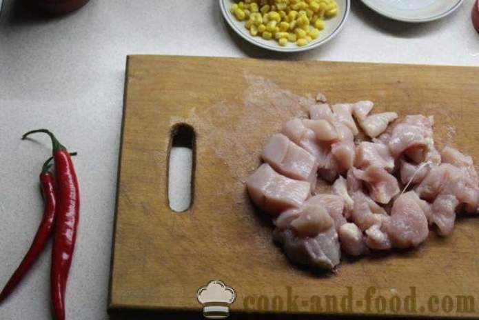 Piščanec v kitajski sladko in kislo omako - kako kuhati piščanca v kitajščini, korak za korakom receptov fotografije