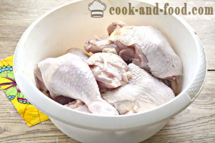 Na piščanca kosov v pečici - kot pečen piščanec v majonezo, korak za korakom receptov fotografije