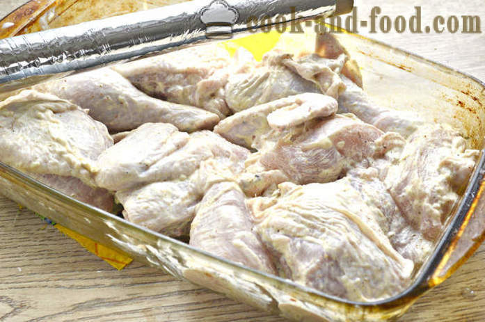 Na piščanca kosov v pečici - kot pečen piščanec v majonezo, korak za korakom receptov fotografije