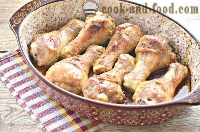 Okusne piščančje krače v pečici - kot okusno pečene piščančje krače, korak za korakom receptov fotografije