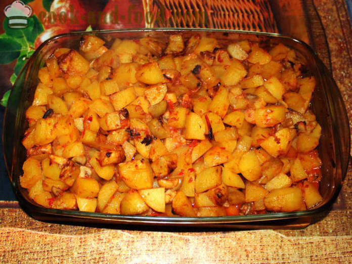 Krompir z gobami, pečen v pečici - kot pečen krompir z gobami, korak za korakom receptov fotografije