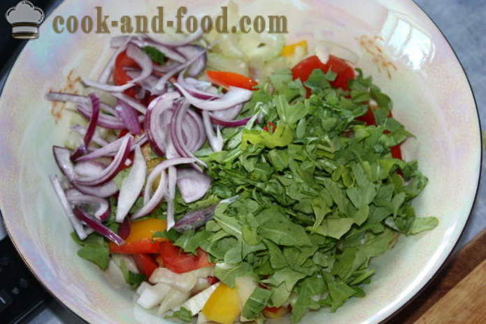 Solata z zelenjavo in mozzarello - Kako narediti solato z zelenjavo in sirom, s korak za korakom receptov fotografije