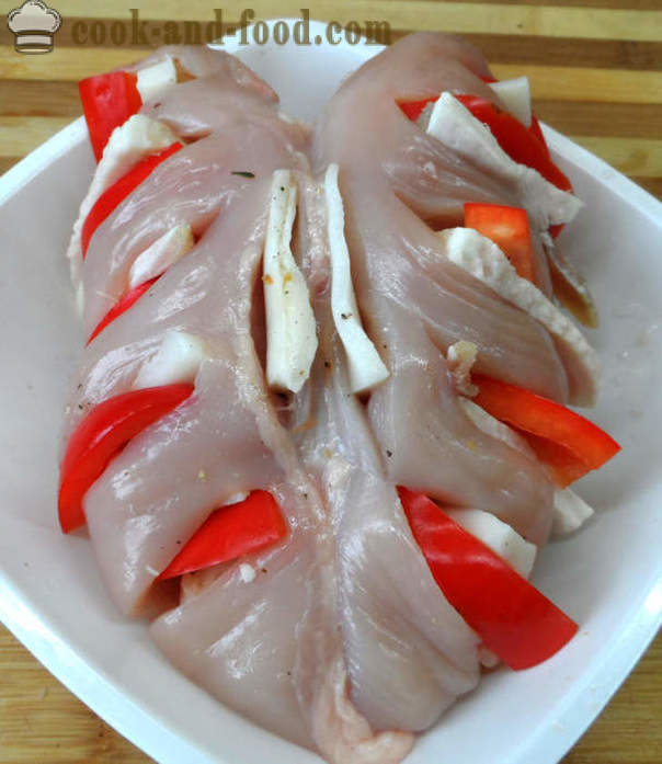 Zabeljeni prsi piščanca v pivu - kako kuhati piščančje prsi v pečici, s korak za korakom receptov fotografije