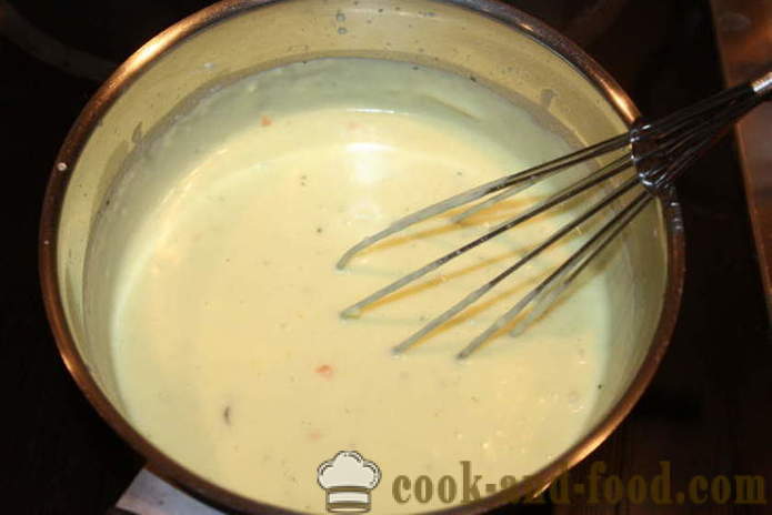 Lazanja s piščancem in sirovi omaki in mleko - kako kuhati lazanjo doma v pečici, s korak za korakom receptov fotografije