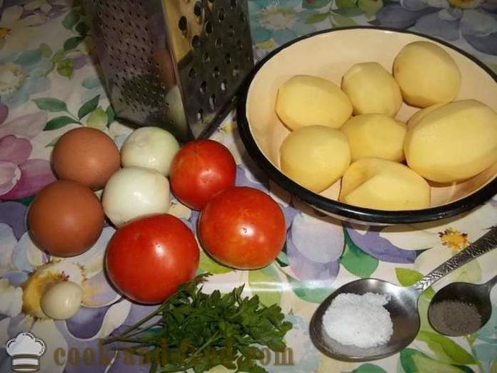 Palačinke narejeni iz krompirja s paradižnikom - kako narediti palačinke krompirja, s korak za korakom receptov fotografije