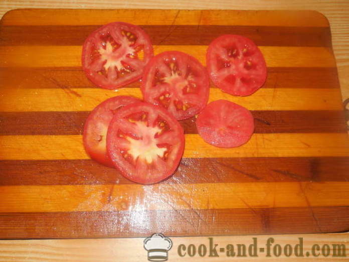 Meso s paradižnikom in sirom v pečici - kako kuhati sočno meso v pečici, s korak za korakom receptov fotografije