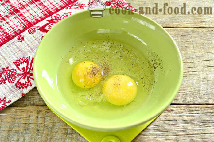 Omleta z jajčevci in paradižnikom - Kako pripraviti pečenega jajčevcev z jajci in paradižnikom, korak za korakom receptov fotografije