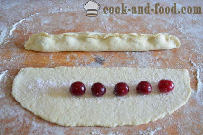 Cherry pie-polž na kefir - kako kuhati torto s češnje-polž, korak za korakom receptov fotografije