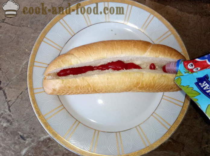 Okusne hrenovke s klobaso in zelenjavo - kako bi hot dog doma, korak po korak receptov fotografije