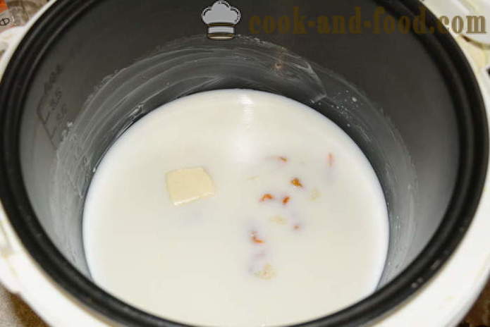 Delicious riž kaša z mlekom v multivarka - kako pivo riževo mleko kaša, korak za korakom receptov fotografije