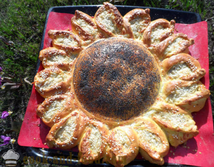 Meso snack pogače iz sončničnih - kako narediti torto kvasa, sončnice, korak za korakom receptov fotografije
