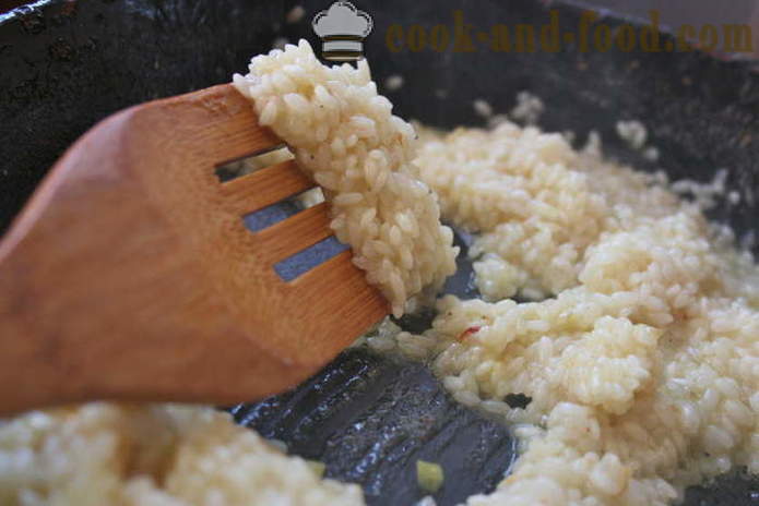 Domače juha rižota z vinom - kako kuhati rižota doma, korak za korakom receptov fotografije