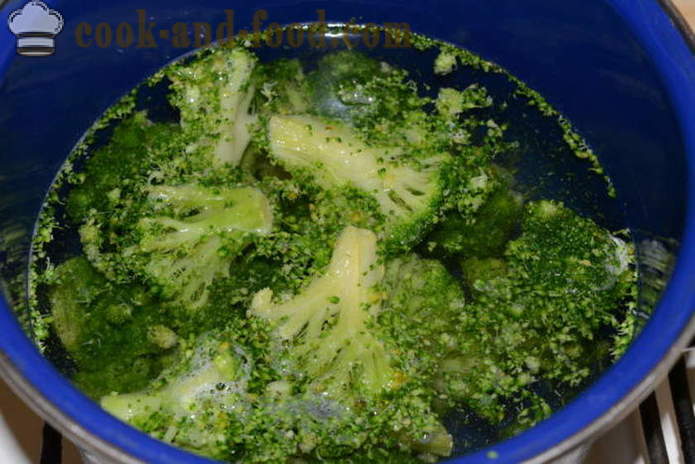 Delicious zelenjavni pire iz zamrznjenega brokolija - kako kuhati brokoli pire, korak za korakom receptov fotografije