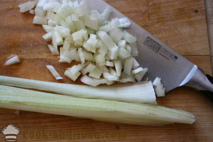 Enolončnica z lečo, zelenjavo in omako - kako kuhati lečo z mesno omako, korak za korakom receptov fotografije