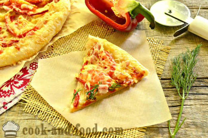 Pizza Puff Puff pecivo s slanino in poprom - kako pripraviti nekvašeni pico iz testa, korak za korakom receptov fotografije