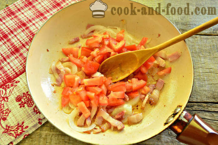 Pečen krompir s slanino - kot obara krompir v ponvi, korak za korakom receptov fotografije