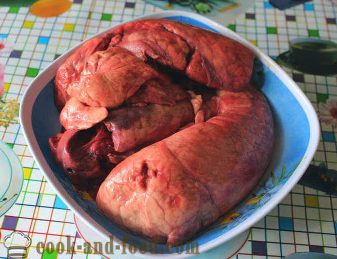 Svinjski pljuča dušena z zelišči - kako pravilno kuhanje svinjske pljuča, korak za korakom receptov fotografije