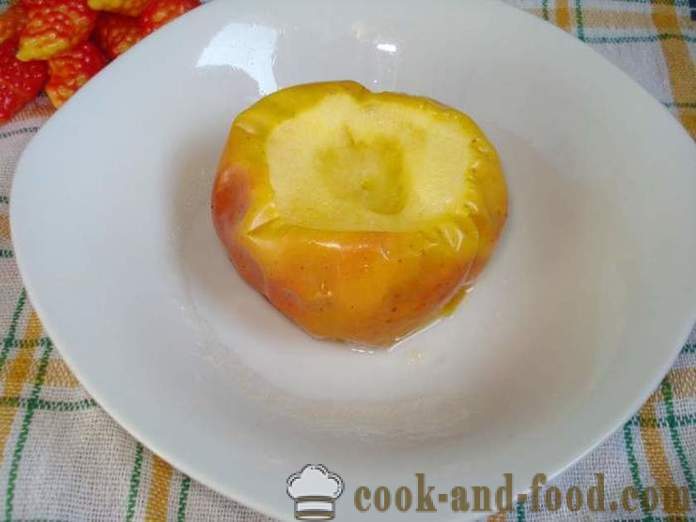 Pečena jabolka v mikrovalovni pečici - kako kuhati jabolka v mikrovalovni pečici, korak za korakom receptov fotografije