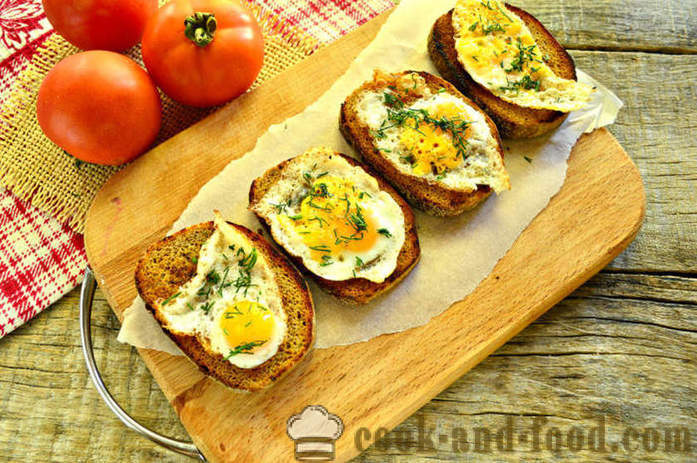 Francoski toast z jajcem in zelenjavo v ponvi - kako bi nazdravili z jajcem za zajtrk, korak za korakom receptov fotografije