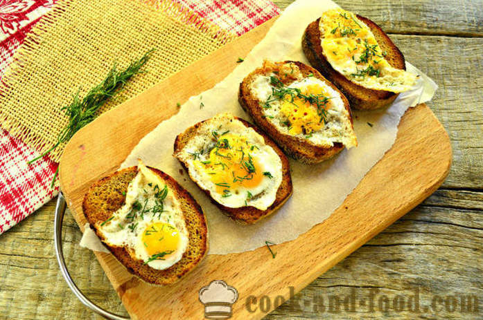 Francoski toast z jajcem in zelenjavo v ponvi - kako bi nazdravili z jajcem za zajtrk, korak za korakom receptov fotografije