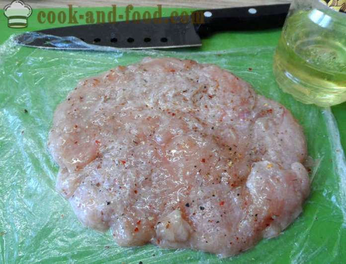 Piščančji zrezki s sirom v pečici - kako kuhati kotleta piščanec je okusen, s korak za korakom receptov fotografije