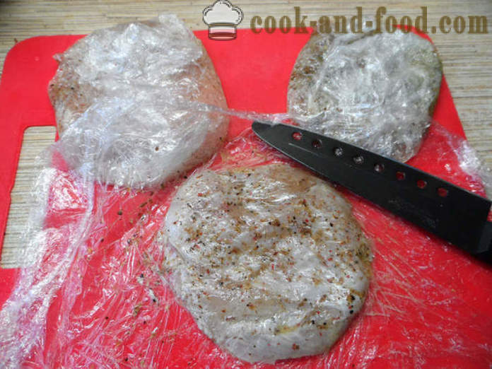 Piščančji zrezki s sirom v pečici - kako kuhati kotleta piščanec je okusen, s korak za korakom receptov fotografije