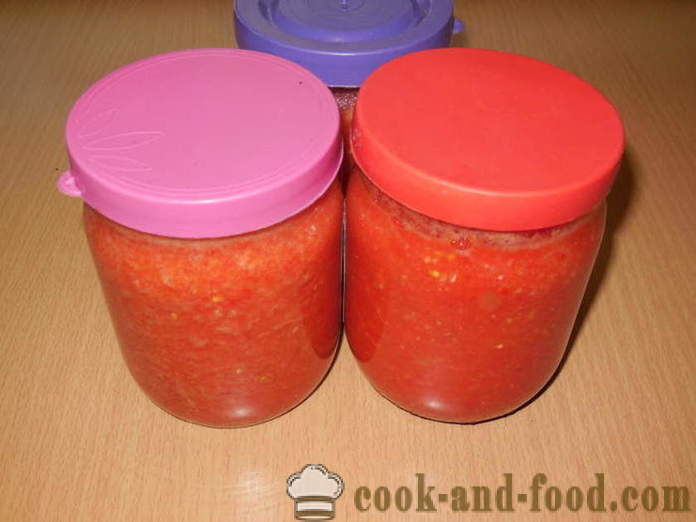 Adjika okusen paradižnik, zvonec in vroče paprike brez kuhanja - kako kuhati adjika poper in paradižnik