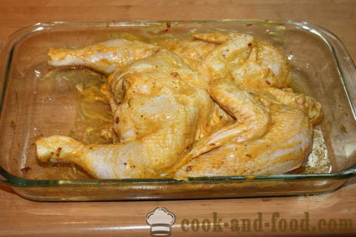 Pečen piščanec v pečici - kot okusno pečenega piščanca v pečici, s korak za korakom receptov fotografije